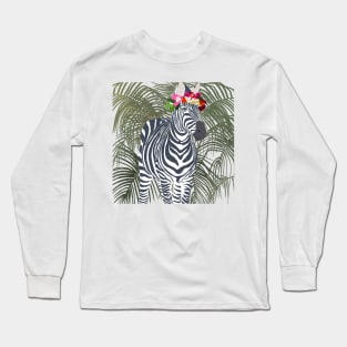 Zebra with Flower Crown Long Sleeve T-Shirt